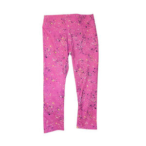 Girls All in Motion Pink Black Splatter Leggings L